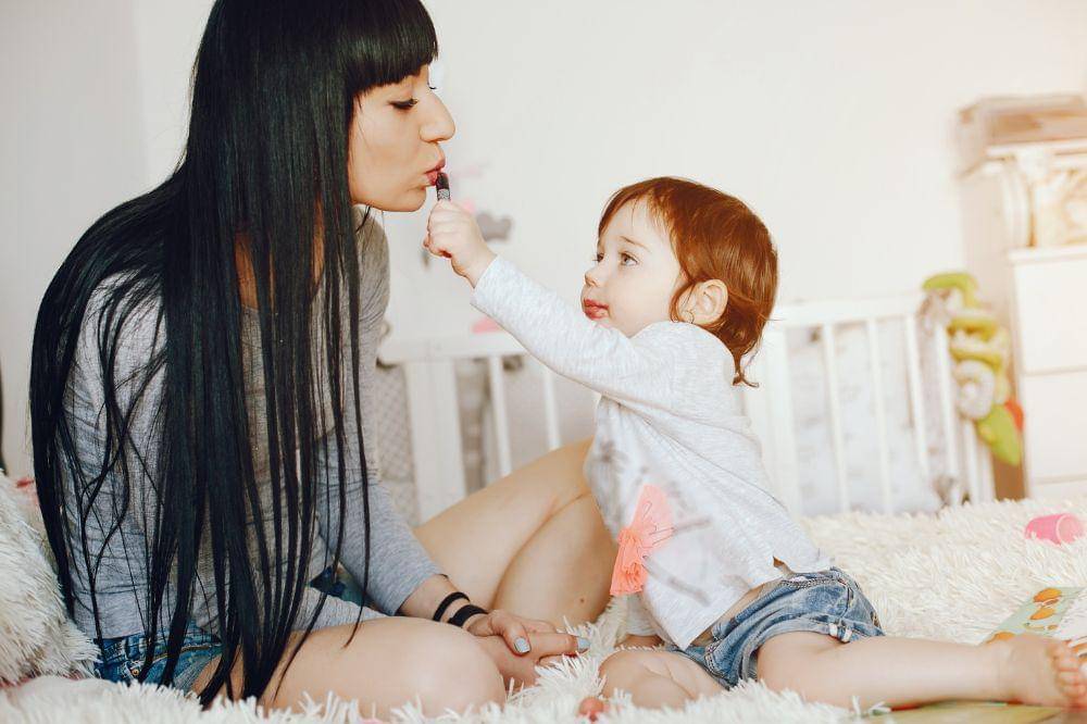 Mother with cute daughter