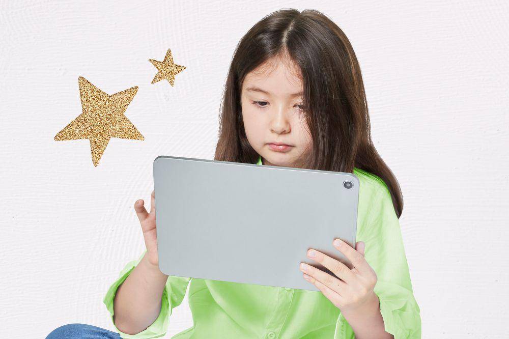 Girl using digital tablet