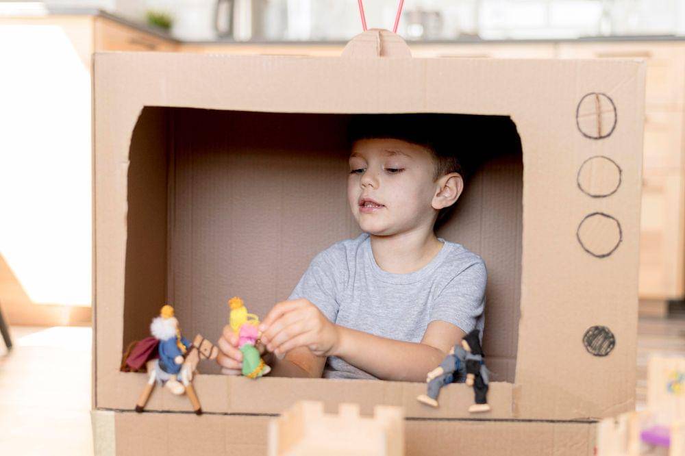 Little boy playing with toys