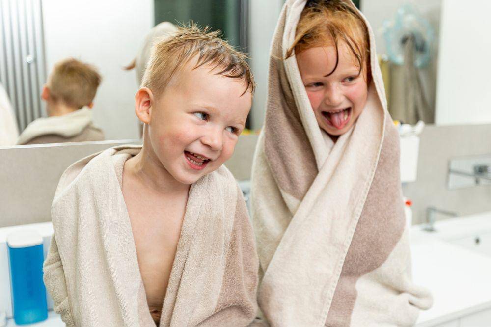 little kids in the bathroom