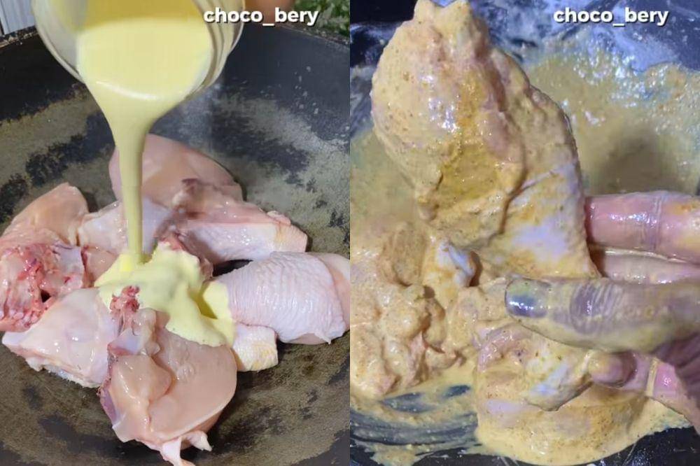 Proses pembuatan ayam goreng mayones