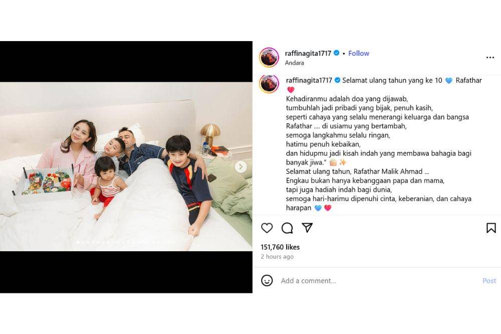 Momen Ulang Tahun ke-10 Rafathar, Dapat Kejutan Spesial dari Keluarga!