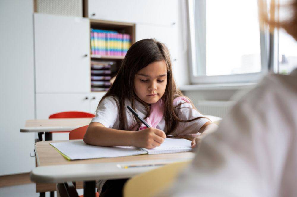 Students learning at school in the classroom