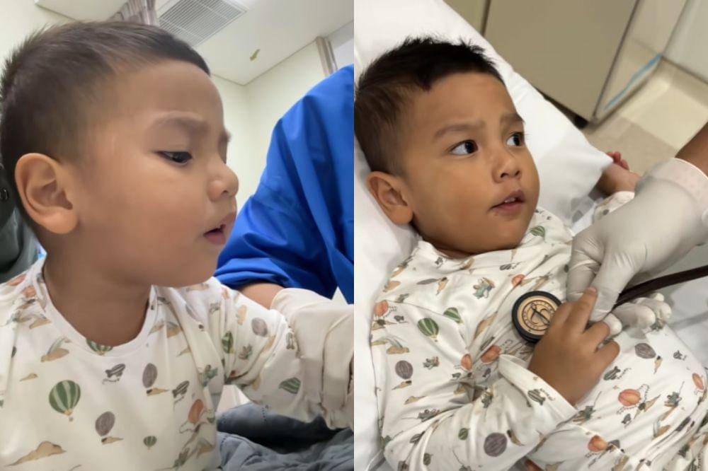 naka anak indah dan arie jatuh sakit