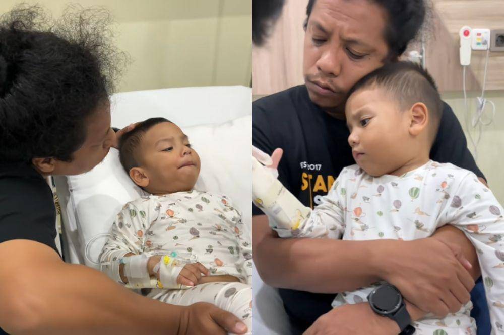 naka anak indah dan arie jatuh sakit