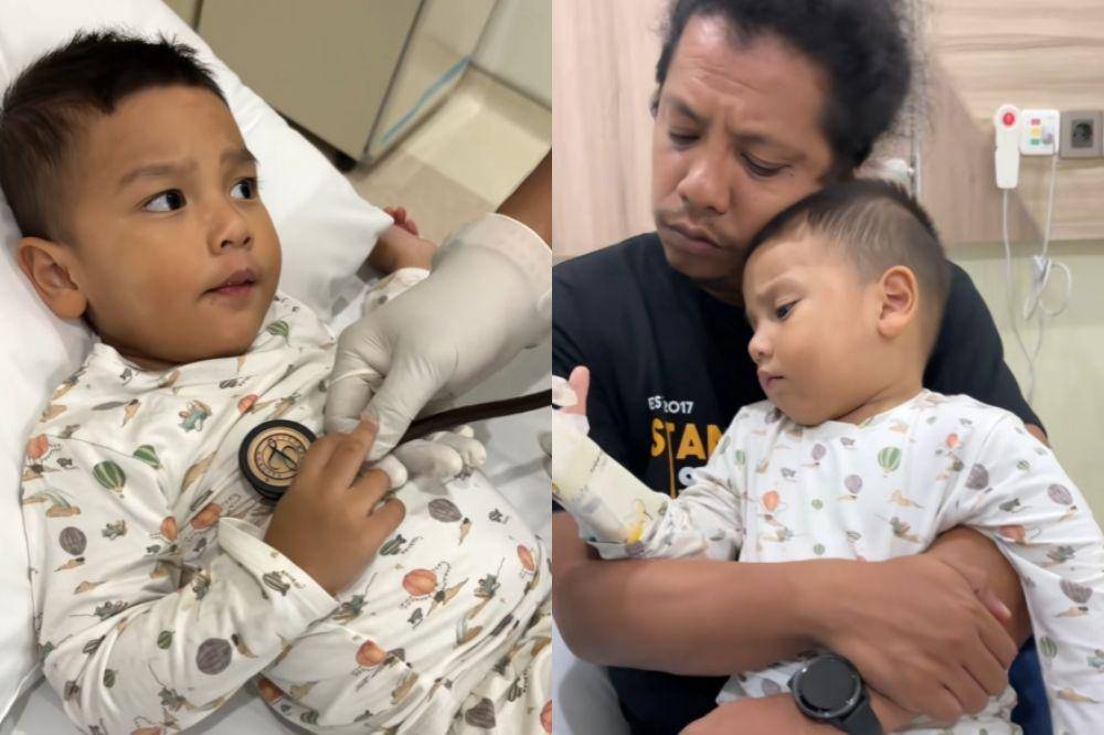 naka anak indah dan arie jatuh sakit