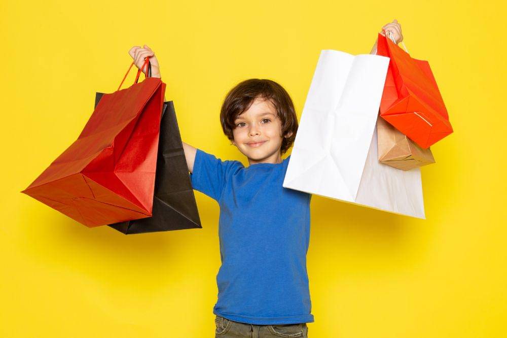 little cute boy in blue t-shirt