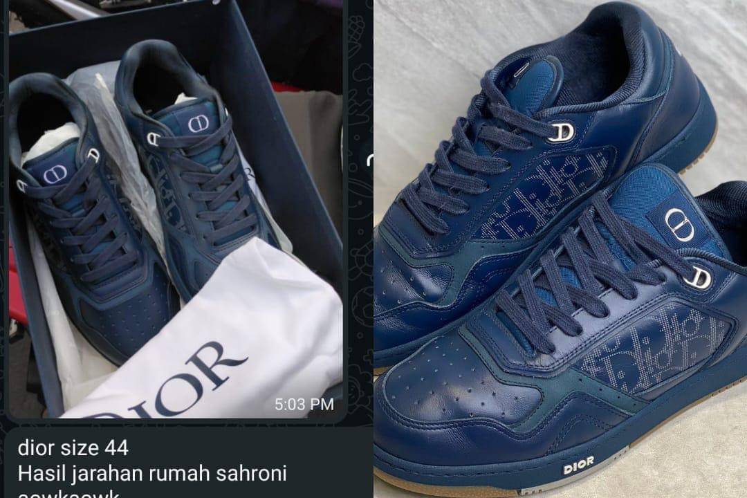 Christian Dior B27 World Tour Navy Oblique Galaxy Leather Sneaker