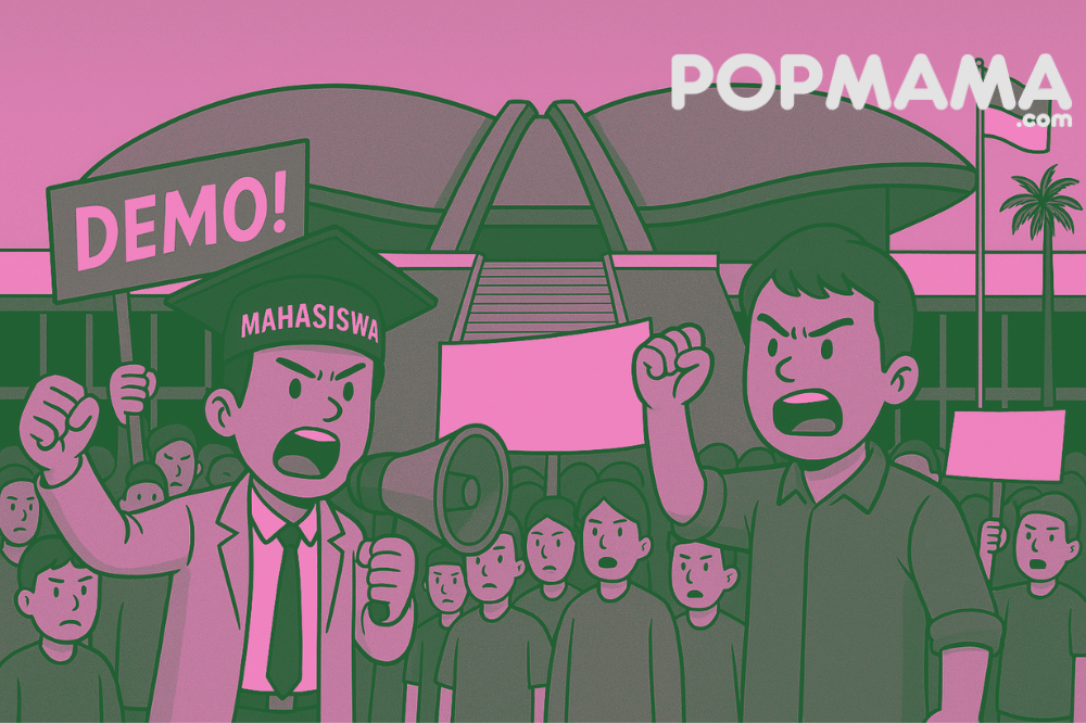 llustrasi karikatur demo di depan DPR