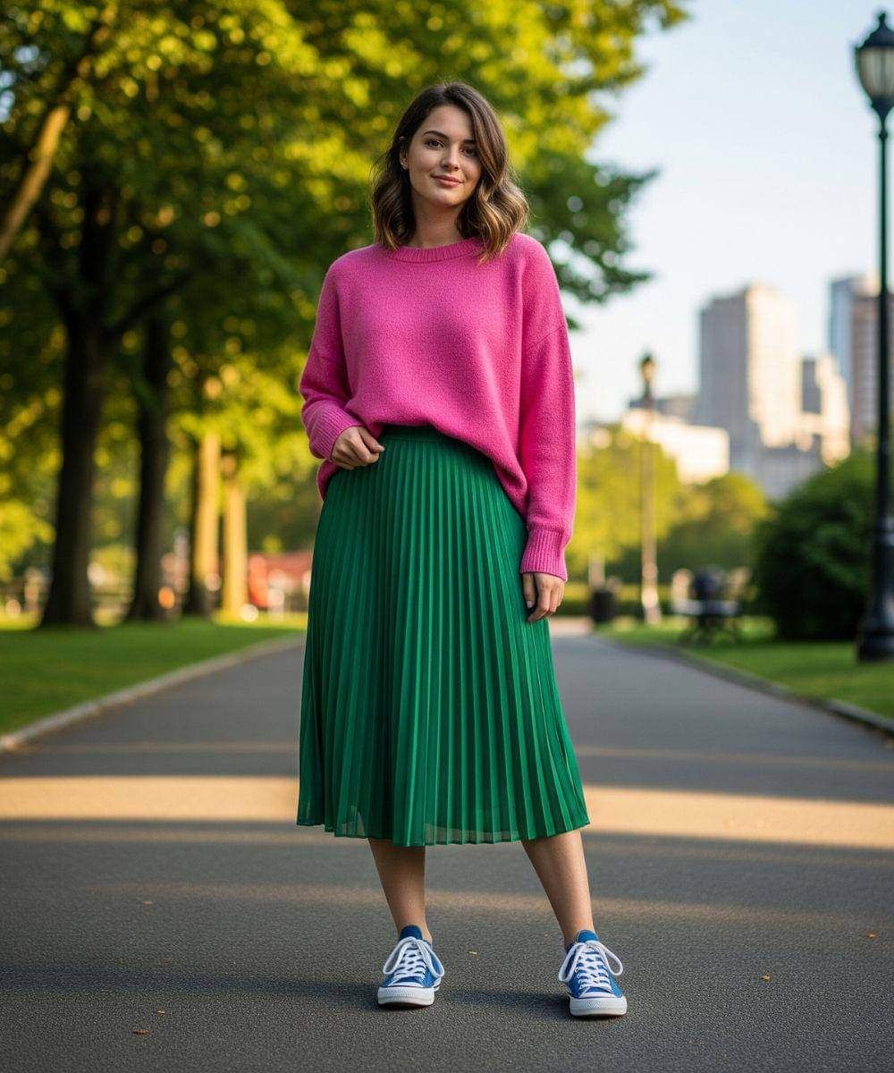 ootd pink, hijau, biru