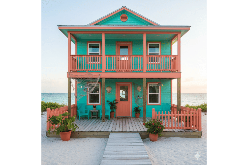 Ide Kombinasi Warna Cat Rumah Hijau dan Pink