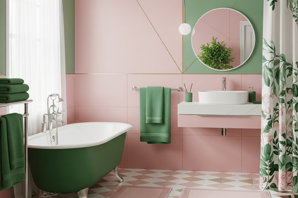 Ide Dekorasi Rumah Kombinasi Warna Cat Hijau dan Pink