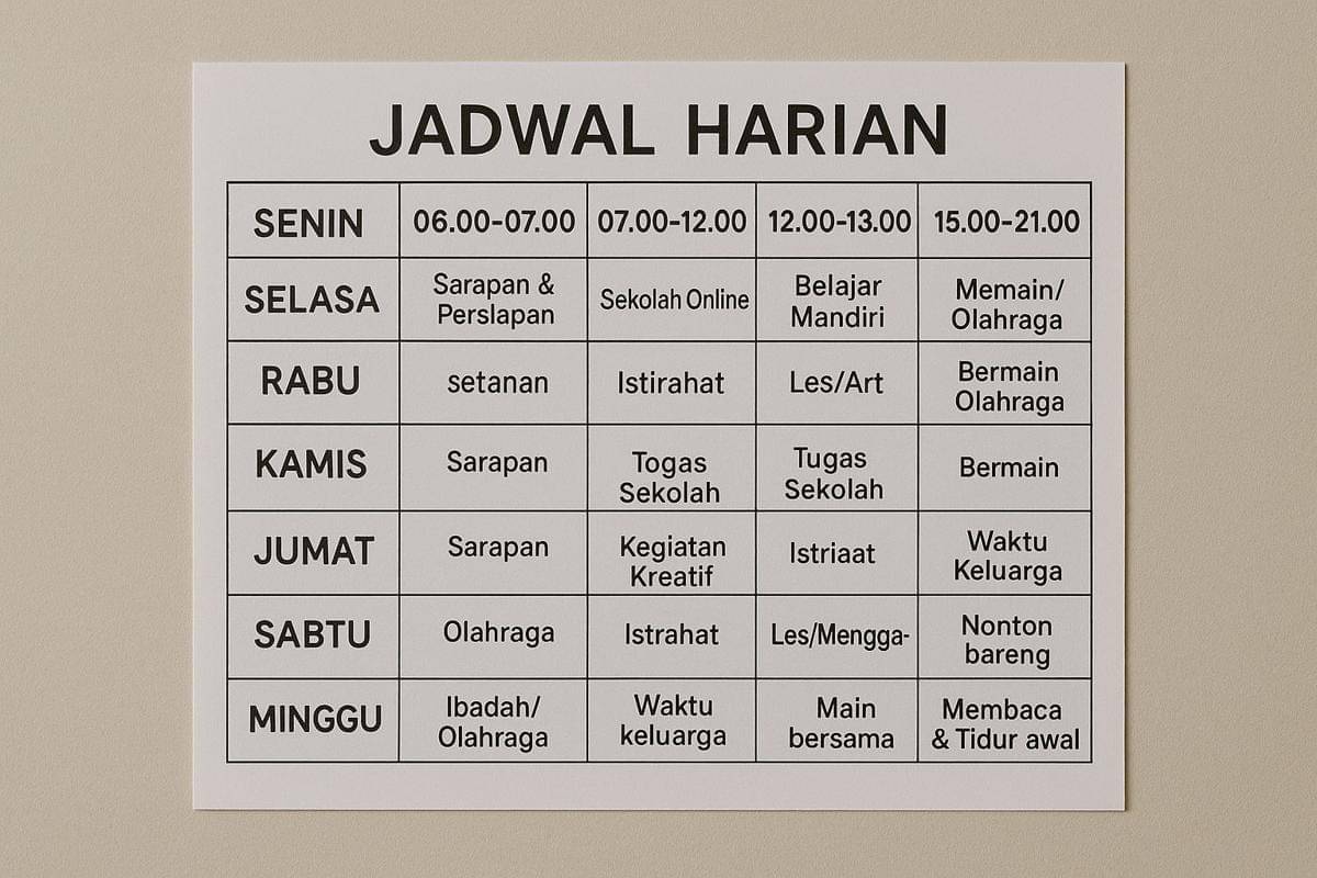 jadwal harian anak