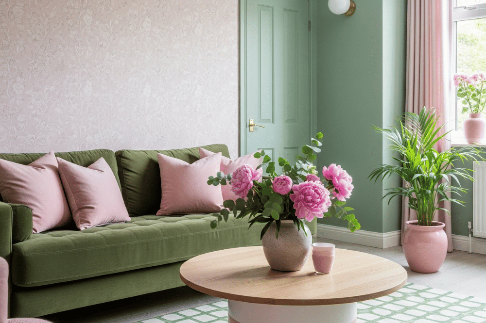 Ide Dekorasi Rumah Kombinasi Warna Cat Hijau dan Pink