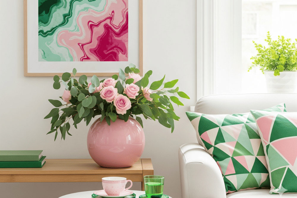 Ide Dekorasi Rumah Kombinasi Warna Cat Hijau dan Pink
