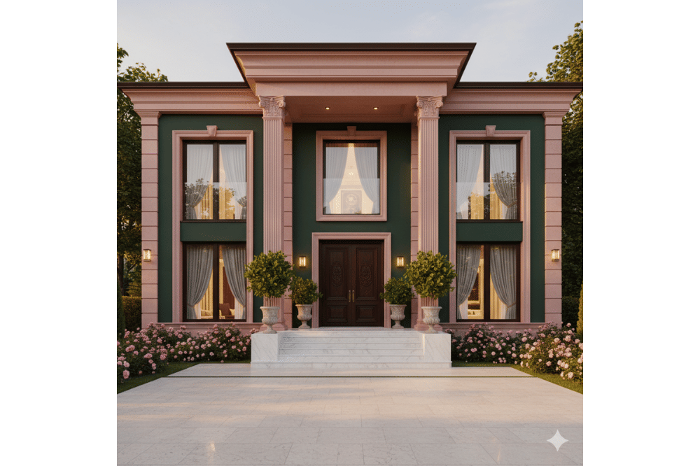 Ide Kombinasi Warna Cat Rumah Hijau dan Pink