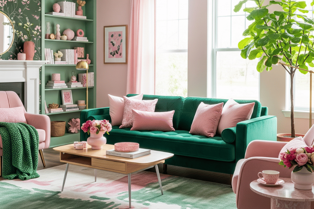 Ide Dekorasi Rumah Kombinasi Warna Cat Hijau dan Pink