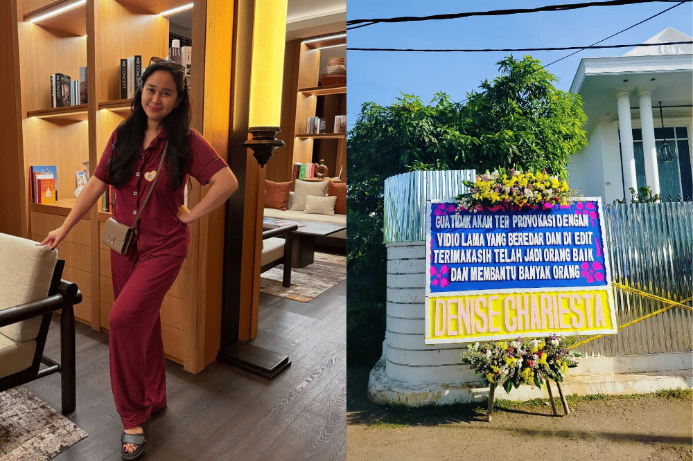 Isi Karangan Bunga Denise Chariesta di Rumah Uya Kuya
