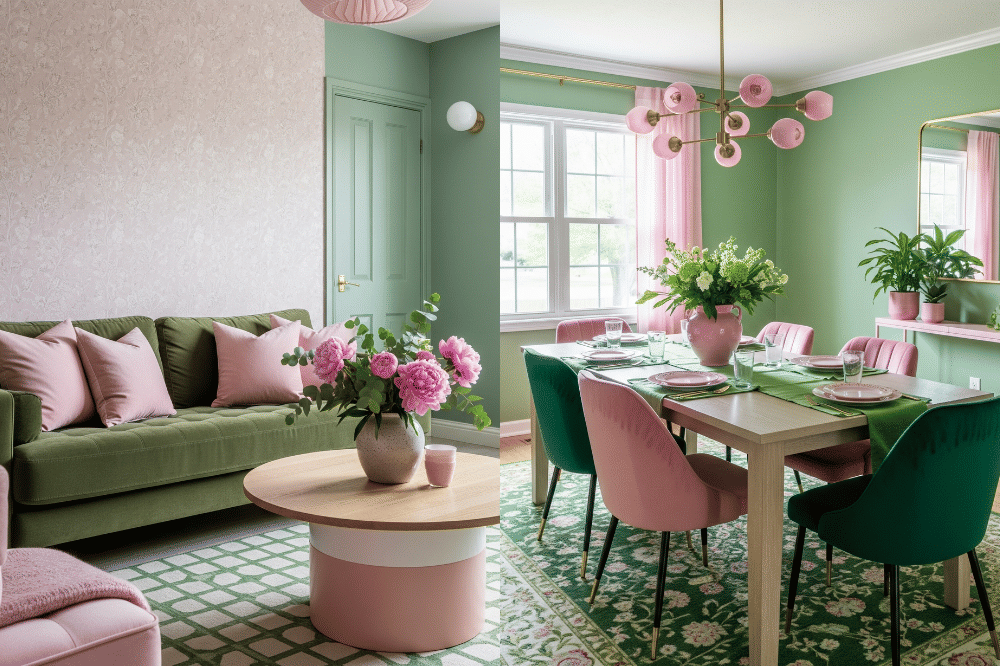 Ide Dekorasi Rumah Kombinasi Warna Cat Hijau dan Pink