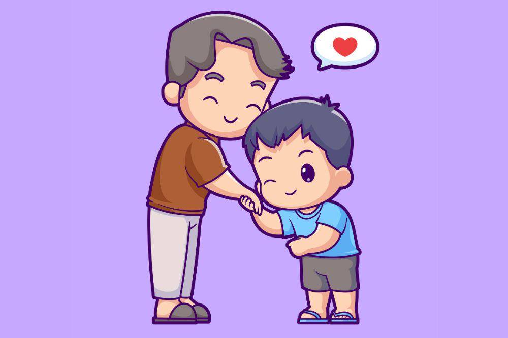 Ilustrasi papa dan anak laki-laki