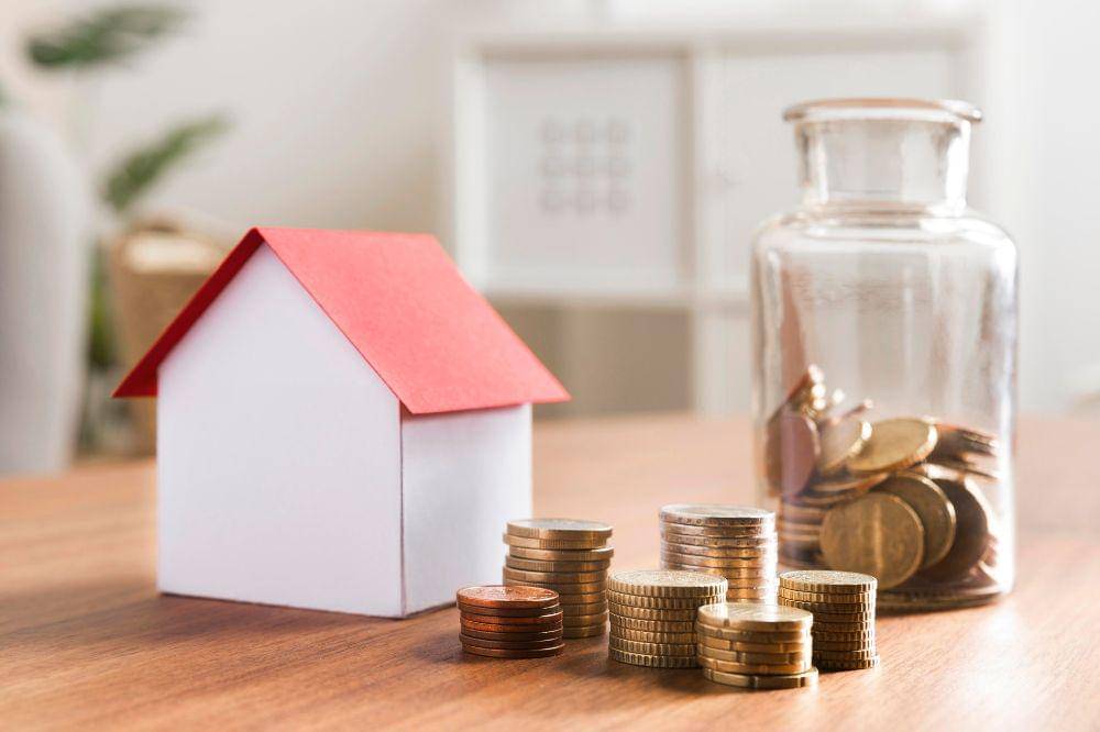 Miniature bank with coins