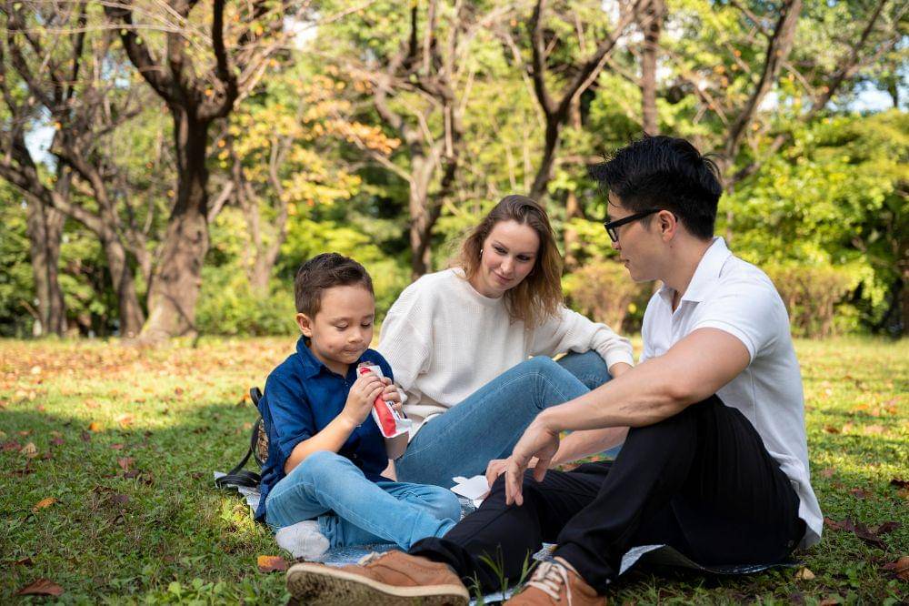 Parents spending time with theirson