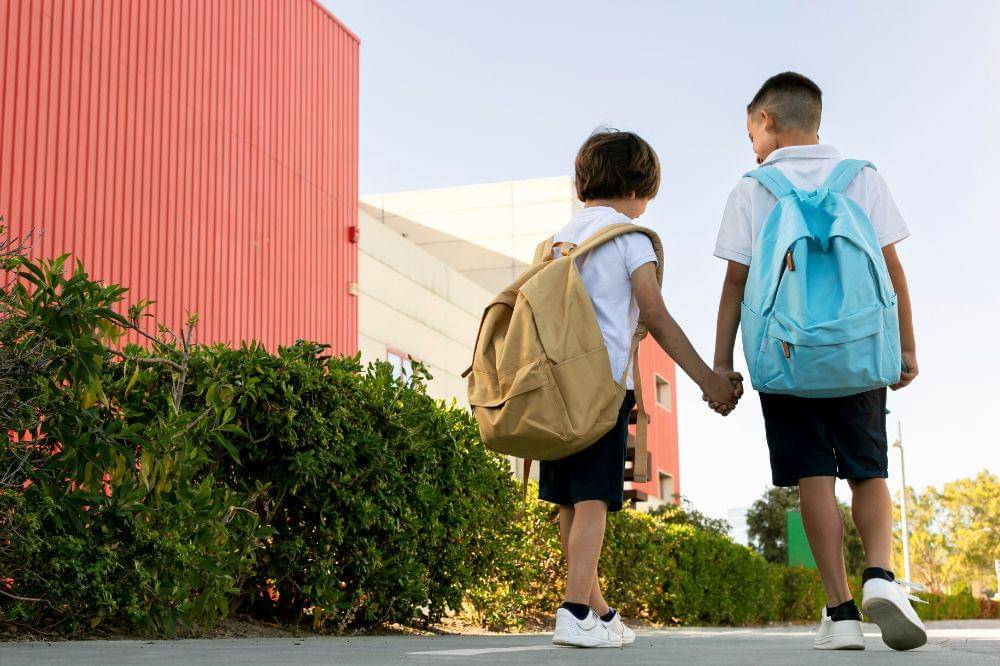 Kids getting back to school together