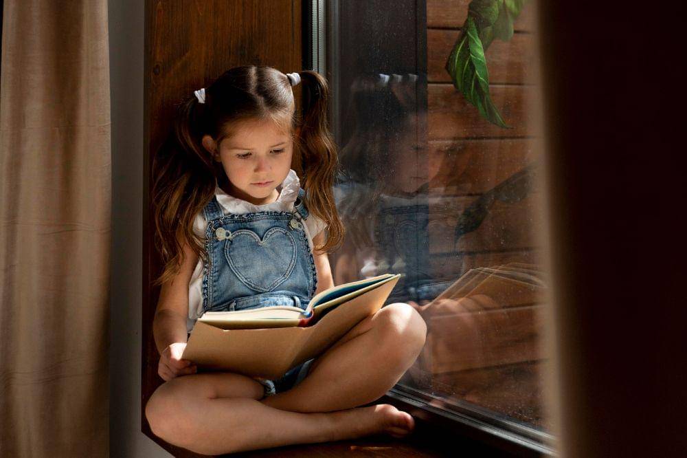 little girl having fun at home