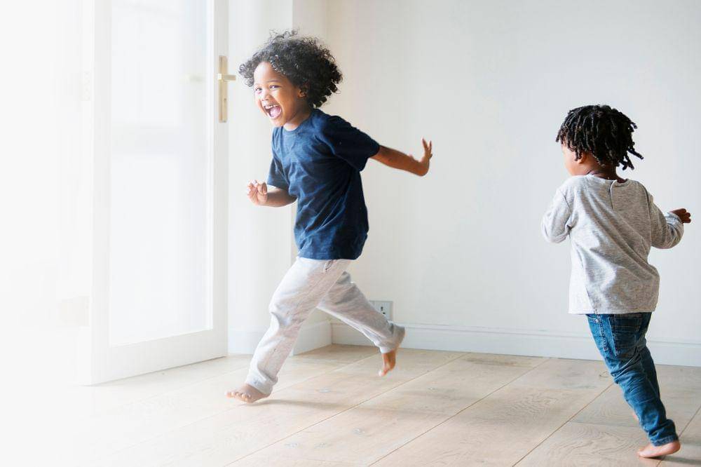 kids playing and chasing each other