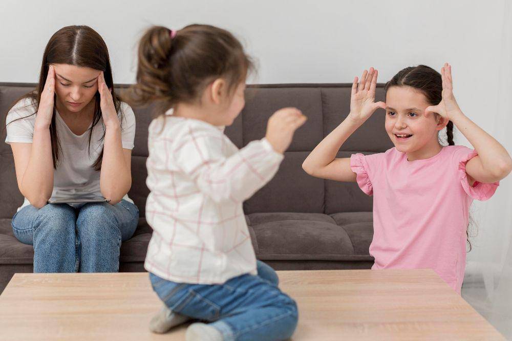 Mother experiencing headache