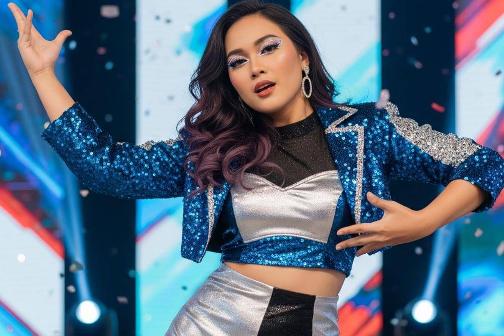 Ilustrasi perempuan Indonesia di atas panggung ala idol k-pop