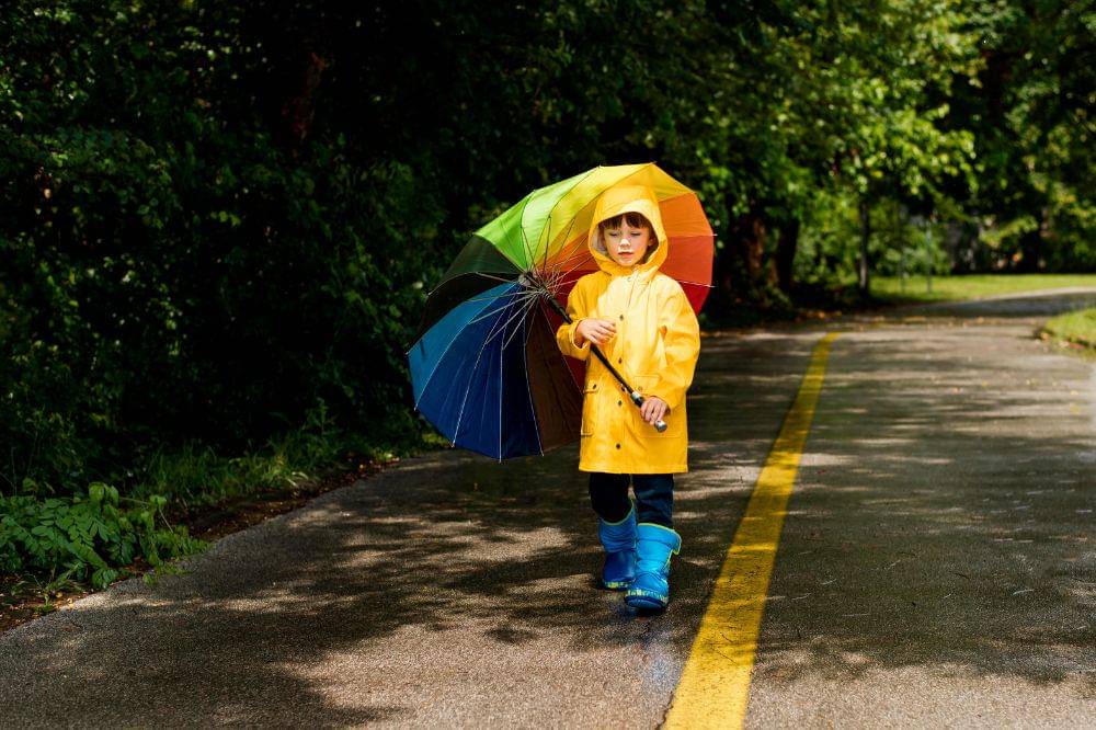 little boy holding an umbrella