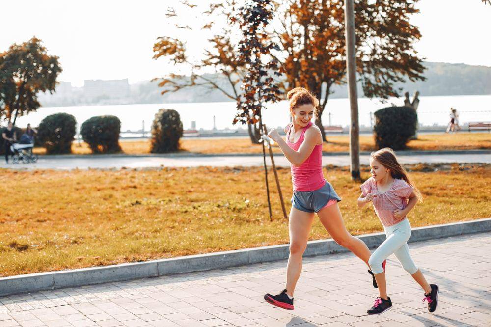 Sports family in a summer park