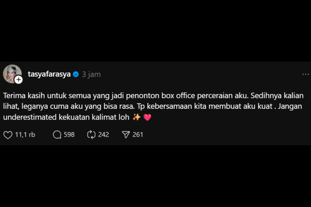 Ucapan terima kasih Tasya Farasya