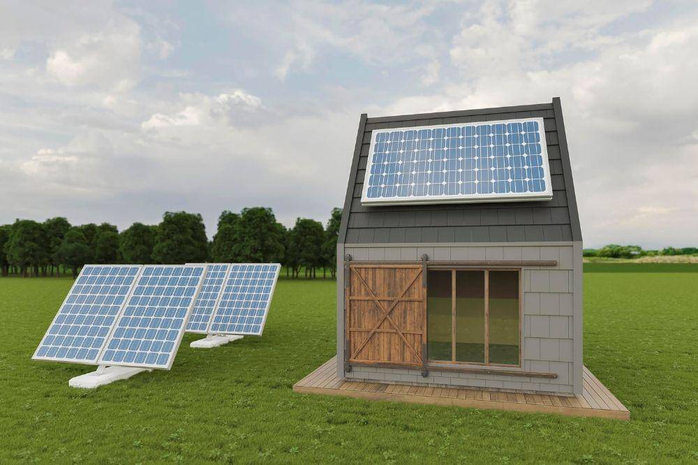 3d house with solar pannels