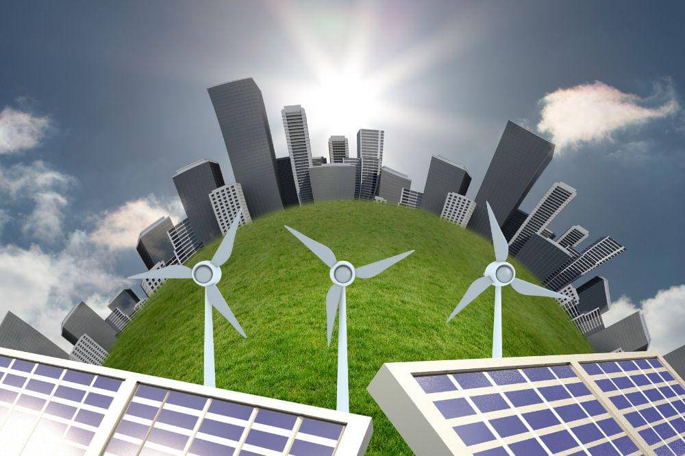 Sun power supply book cityscape focused