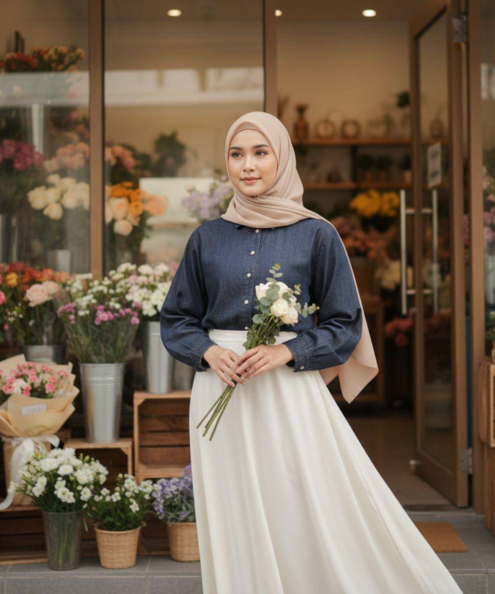 Pilihan Warna Hijab yang Cocok untuk Baju Warna Denim, Tampil Fresh!