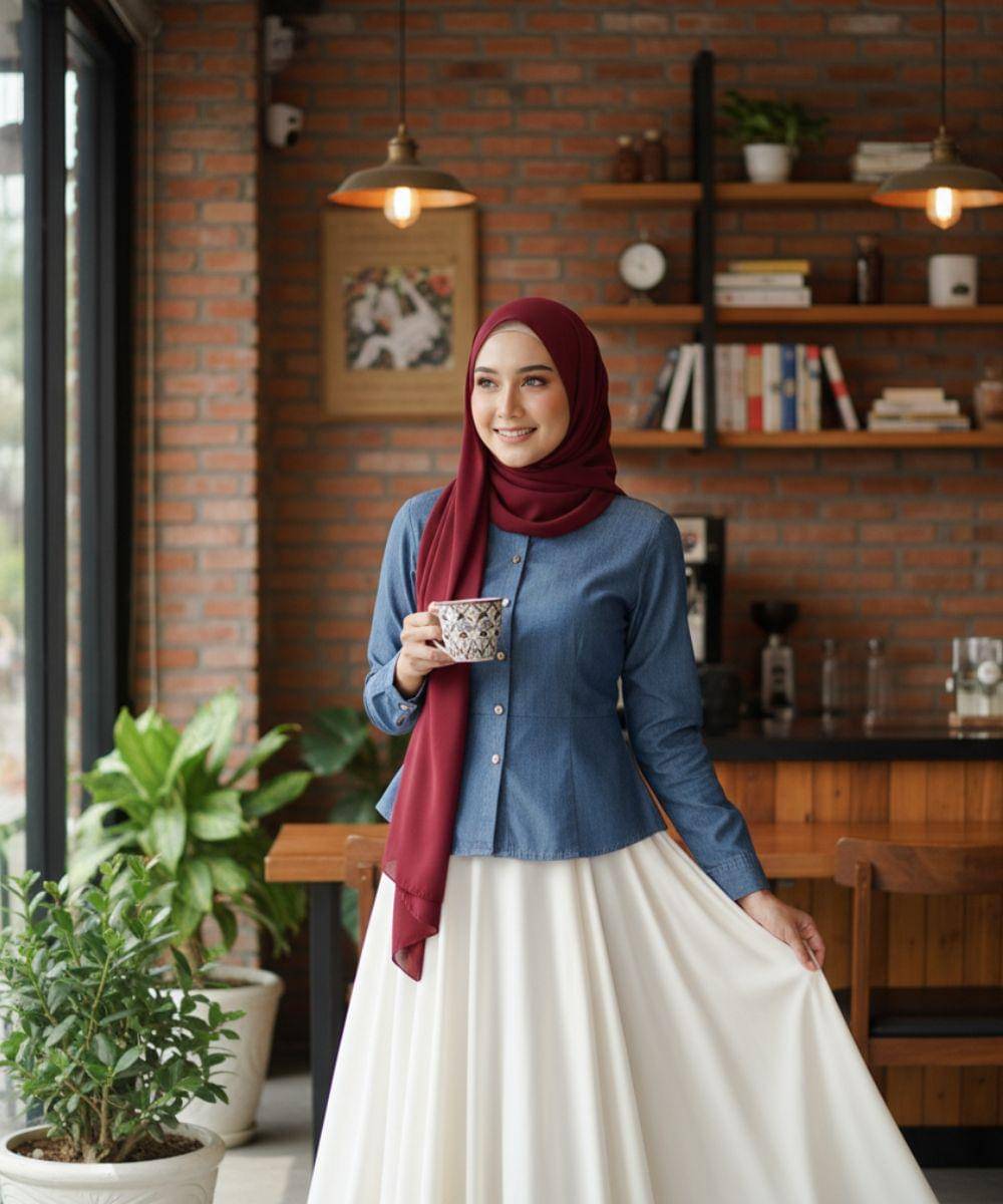 Pilihan Warna Hijab yang Cocok untuk Baju Warna Denim, Tampil Fresh!