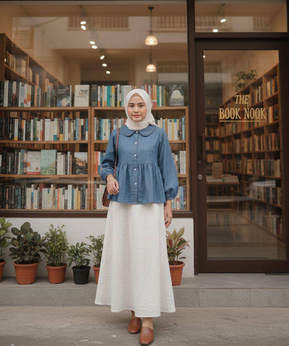 Pilihan Warna Hijab yang Cocok untuk Baju Warna Denim, Tampil Fresh!