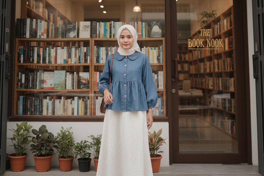 Pilihan Warna Hijab yang Cocok untuk Baju Warna Denim, Tampil Fresh!