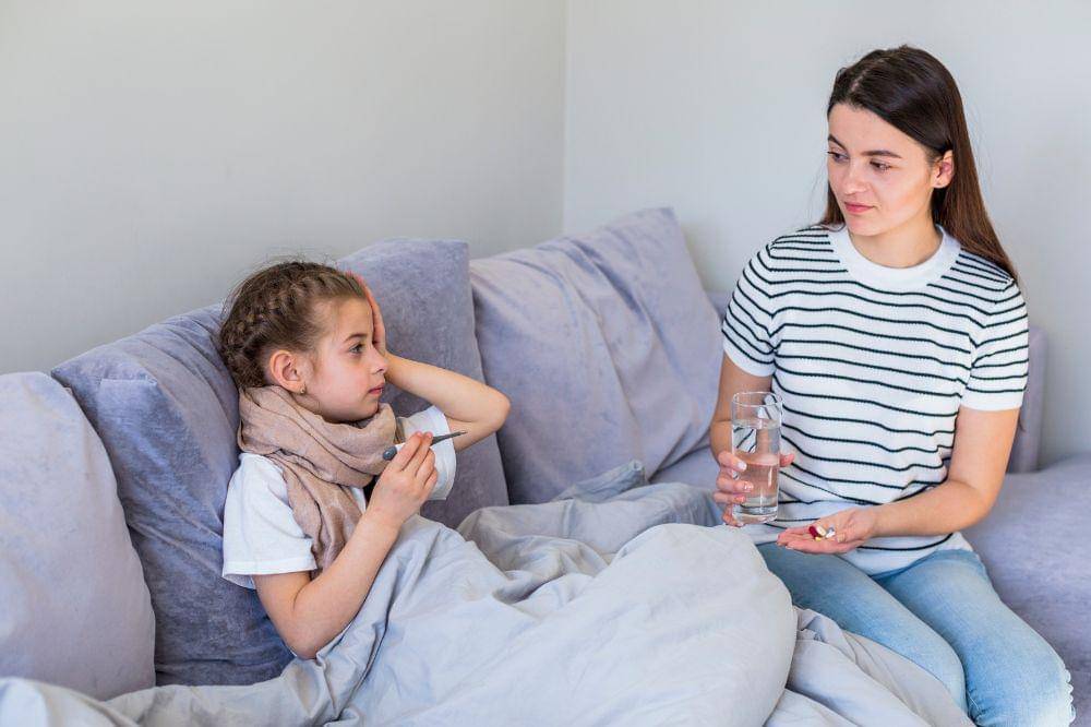 taking care of her ill daughter