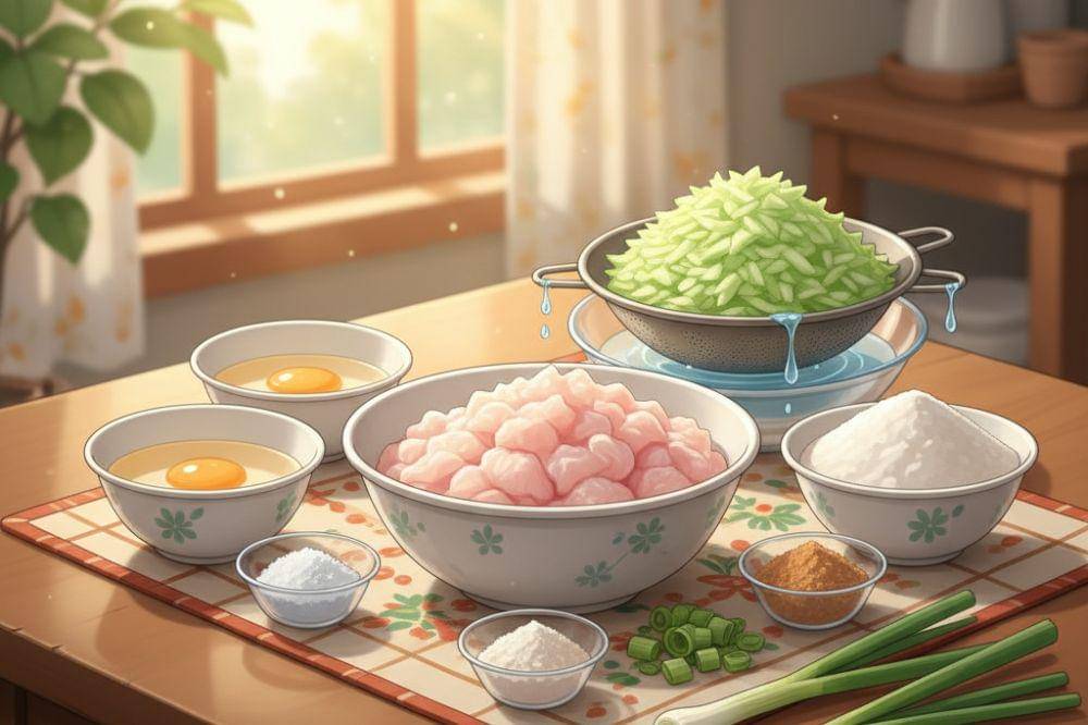 Ilustrasi bahan-bahan siomay