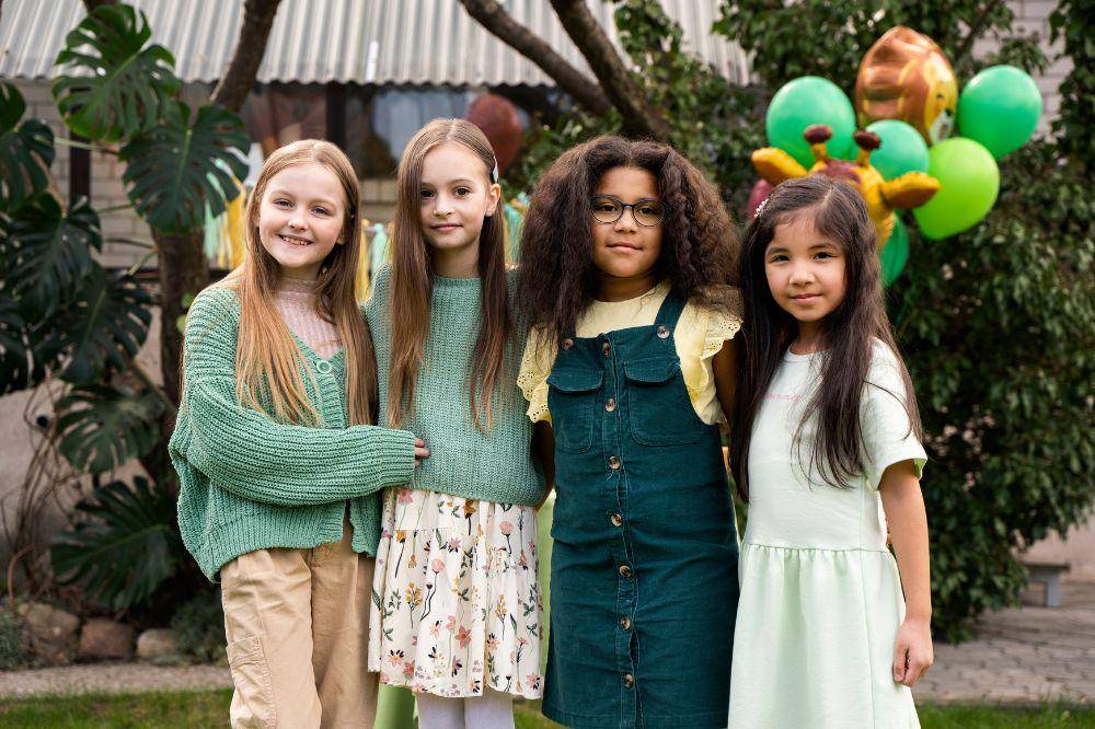 Kids having fun at jungle themed party