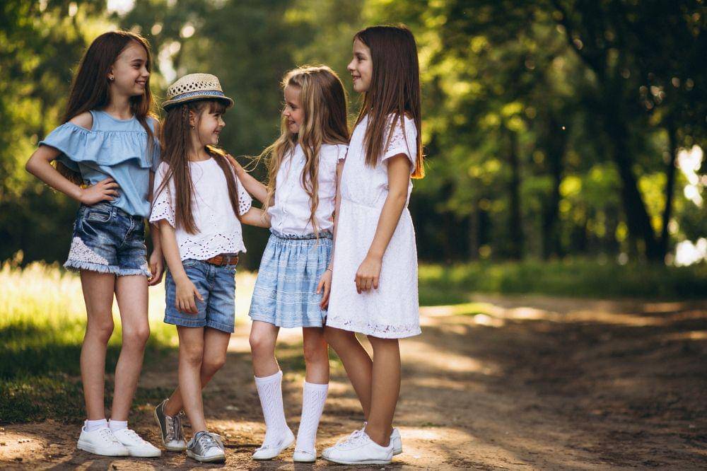 Group of teens girls having fun
