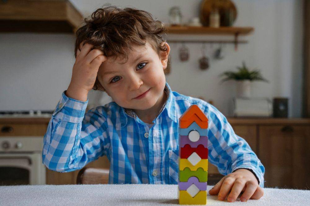 boy playing memory game