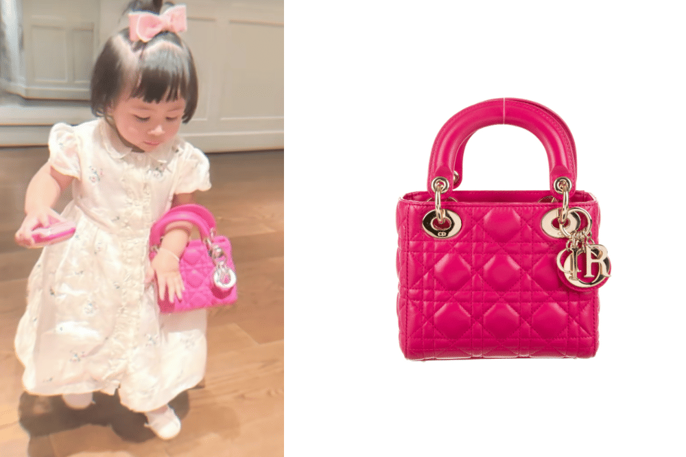 Lily menjinjing tas Dior kecil
