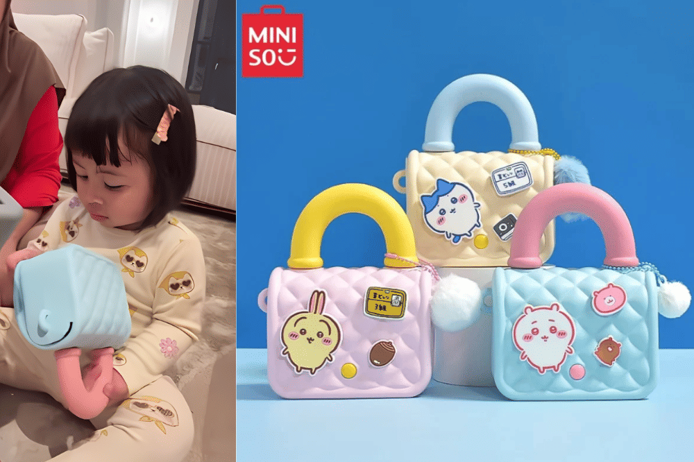 Lily dengan tas baru keluaran Miniso