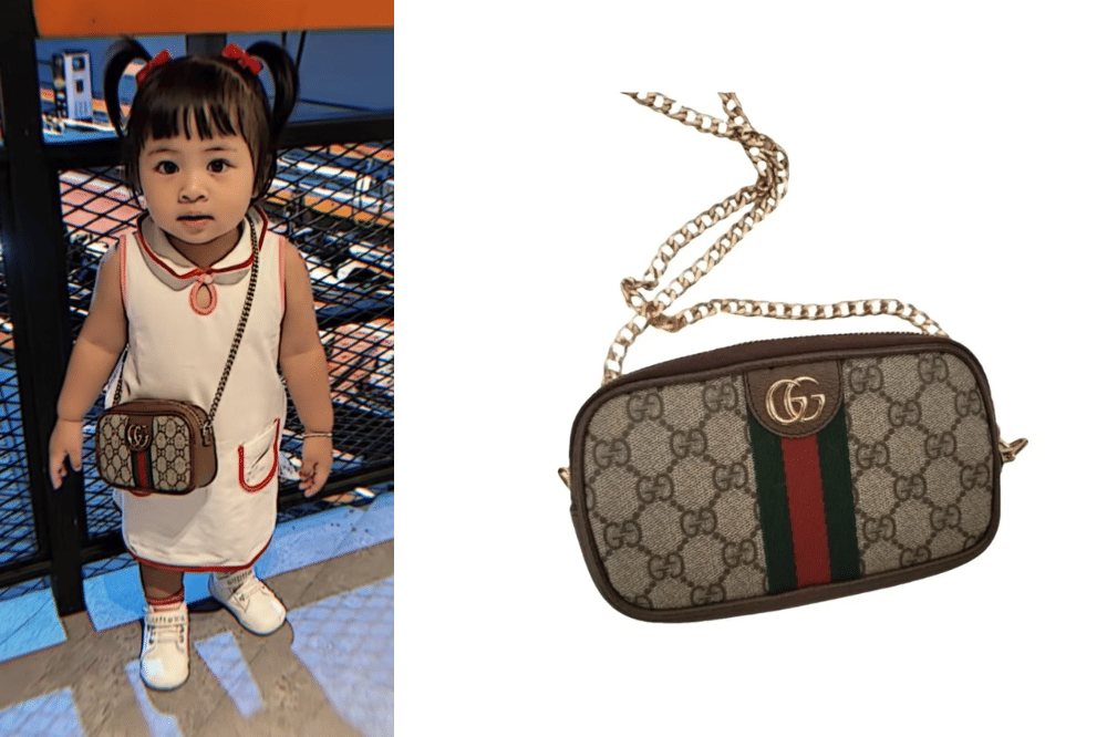 Lily menggunakan tas Gucci