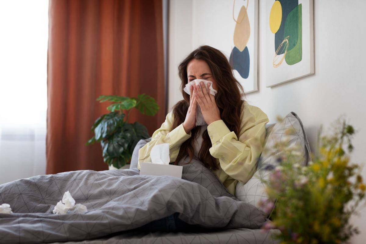 Ilustrasi wanita sakit