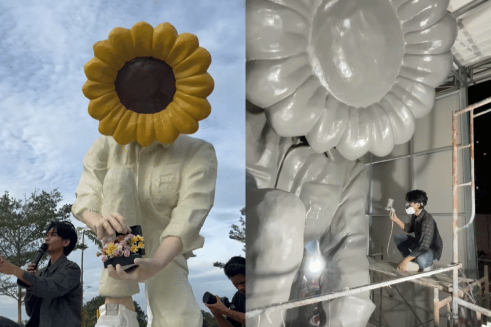 Viral! Arrofi Ramadhan Buat Patung Bunga Matahari Raksasa saat Lamaran